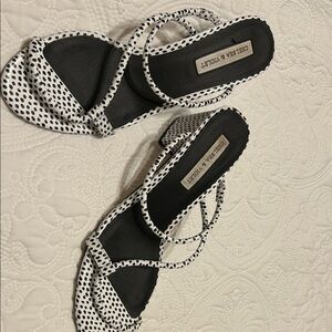 Chelsea & Violet Polka Dot Sandals in Black and White